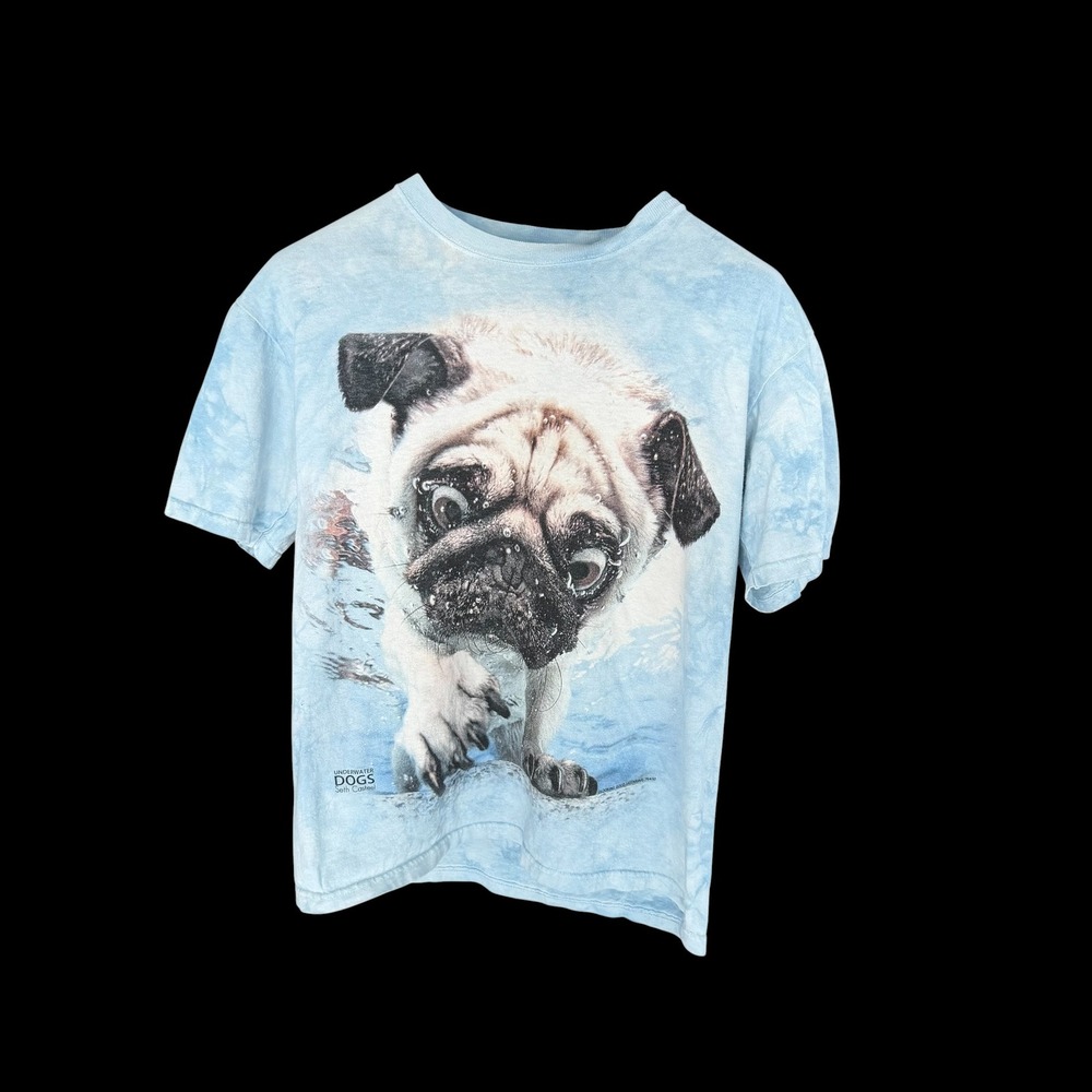 The Mountain Underwater Dogs Pug Tie Dye T-Shirt Blue Seth Casteel Small